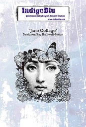 Jane Collage A6 Red Rubber Stamp by Kay Halliwell-Sutton